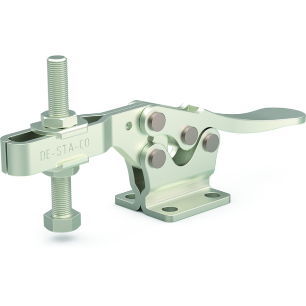 Horizontal-Kniehebelspanner, U-Spannarm, Fuß abgewinkelt, Edelstahlausführung Max. Haltekraft 2670N,