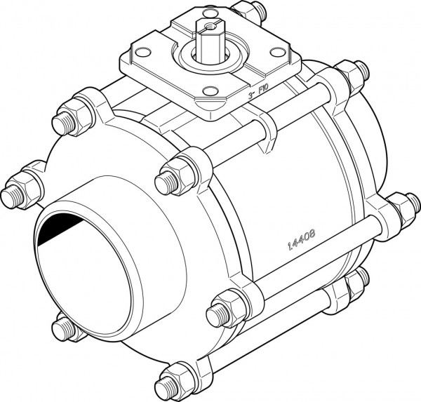 "VZBA-4""-WW-63-T-22-F10-V4V4T Kugelhahn"
