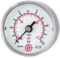 ID: 102435 - Standardmanometer CrNi-Stahl, G 1/4 hinten zentr., 0 - 25,0 bar, Ø 40