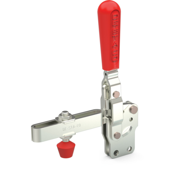 Vertikal-Kniehebelspanner U-Spannarm lang, Fuß gerade Spannarm Öffnungswinkel 76°, Handgriff Öffnung