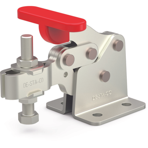 Horizontal-Kniehebelspanner, U-Spannarm, Fuß abgewinkelt, Edelstahlausführung, Max. Haltekraft 3340N