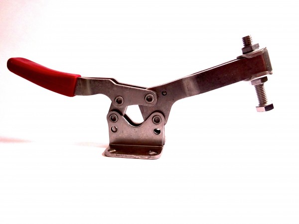 Horizontal-Kniehebelspanner, U-Spannarm, Fuß abgewinkelt, Edelstahlausführung Max. Haltekraft 3780N,