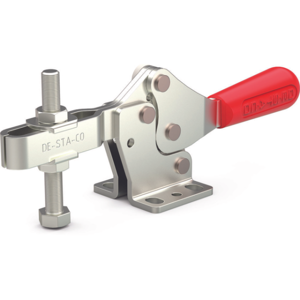 Horizontal-Kniehebelspanner, U-Spannarm, Fuß abgewinkelt, Edelstahlausführung, Max. Haltekraft 2670