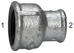 ID: 125295 - Muffen 240, IG/IG, Rp 1 1/4, Rp 3/8, schw. Temperguss feuerverz.