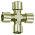 ID: 112801 - Kreuzstück, 4 x innen, G 1/2, SW 21, Messing vernickelt