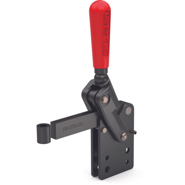 Vertikal-Kniehebelspanner, massiver Spannarm, Fuß gerade, Spannarm Öffnungswinkel 120°, Handgriff Öf