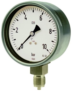 ID: 102504 - Manometer, CrNi-Stahl, G 1/2 radial unten, 0 - 10,0 bar, Ø 160