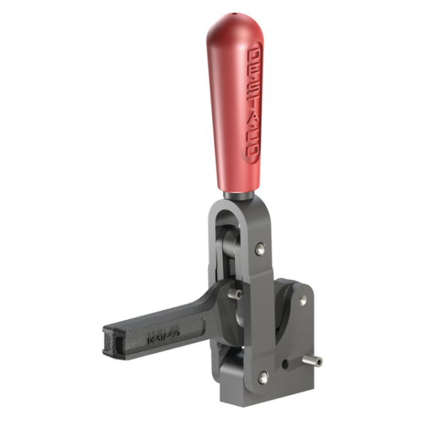 Vertikal-Kniehebelspanner, Massiver Fuß zum Anschweißen, Spannarm Öffnungswinkel 132°, Handgriff Öff