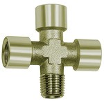 ID: 112802 - Kreuzstück, 3 x innen, 1 x außen, G/R 1/8, SW 10, Messing vern.