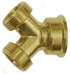 ID: 107796 - GEKA-Abzweigstück, Messing blank, 1x G 3/4 IG, 2x G 3/4 AG