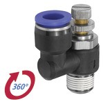 ID: 136027 - Drosselrückschlagven »Blaue Serie« Abluftdros. R1/4 a. ger. Ø10mm