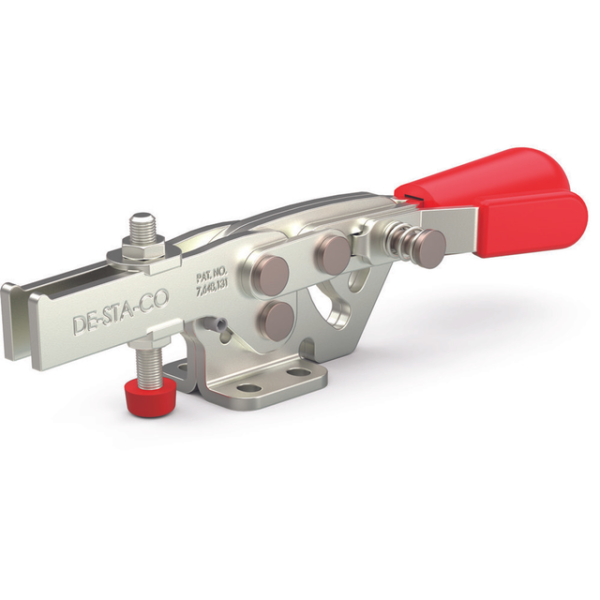 Horizonzal-Kniehebelspanner, U-Spannarm, Fuß abgewinkelt mit Zusatzverriegelung DESTACO Toggle Lock