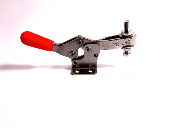 Horizonzal-Kniehebelspanner, U-Spannarm, Fuß abgewinkelt, Edelstahlausführung, Max. Haltekraft 670 N