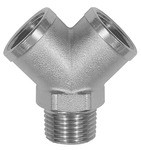 ID: 112598 - Verteiler, 2fach, R 3/8 AG, Abgänge 2 x G 3/8 IG, Messing vern.