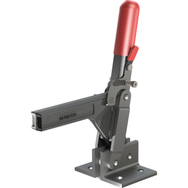 Vertikal-Kniehebelspanner, Fuß abgewinkelt mit Zusatzverriegelung DESTACO Toggle Lock Plus, Spannarm