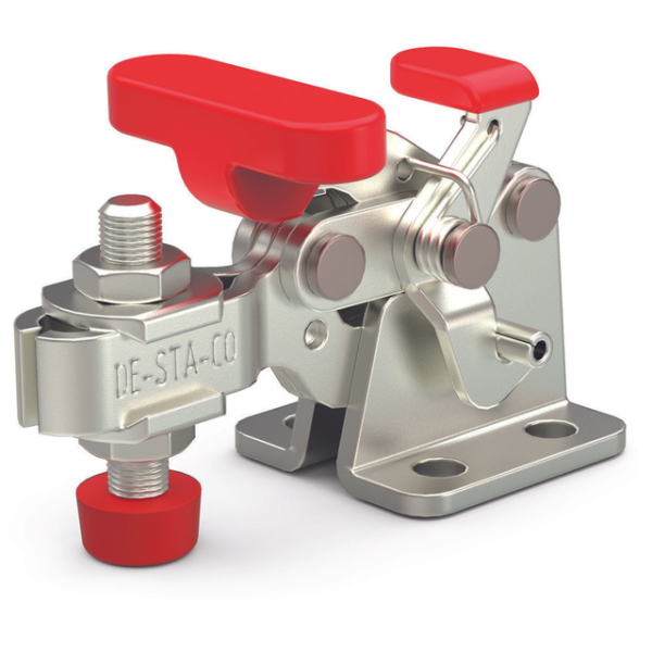 Horizontal-Kniehebelspanner, U-Spannarm, Fuß abgewinkelt mit Zusatzverriegelung DESTACO Toggle Lock