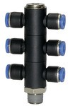 ID: 109784 - T-Mehrfachverteiler »Blaue Serie«, 6-fach drehbar, R 3/8 a. Ø12mm