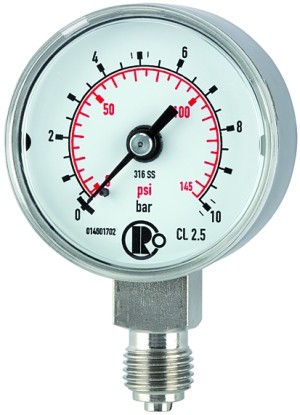 ID: 102423 - Standardmanometer, CrNi-Stahl, G 1/4 unten, 0 - 16,0 bar, Ø 50