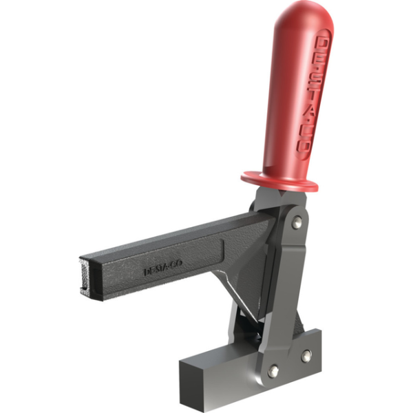 Vertikal-Kniehebelspanner, Massiver Fuß zum Anschweißen, Spannarm Öffnungswinkel 74°, Handgriff Öffn