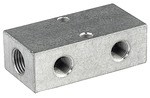 ID: 112558 - Verteilerleiste, Abgänge beidseitig, 2 x 1/2, 4 + 4 x 1/4, Alu