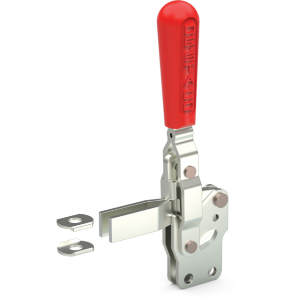 Vertikal-Kniehebelspanner offener Spannarm, Fuß gerade, ohne Spindel, Spannarm Öffnungswinkel 99°, H